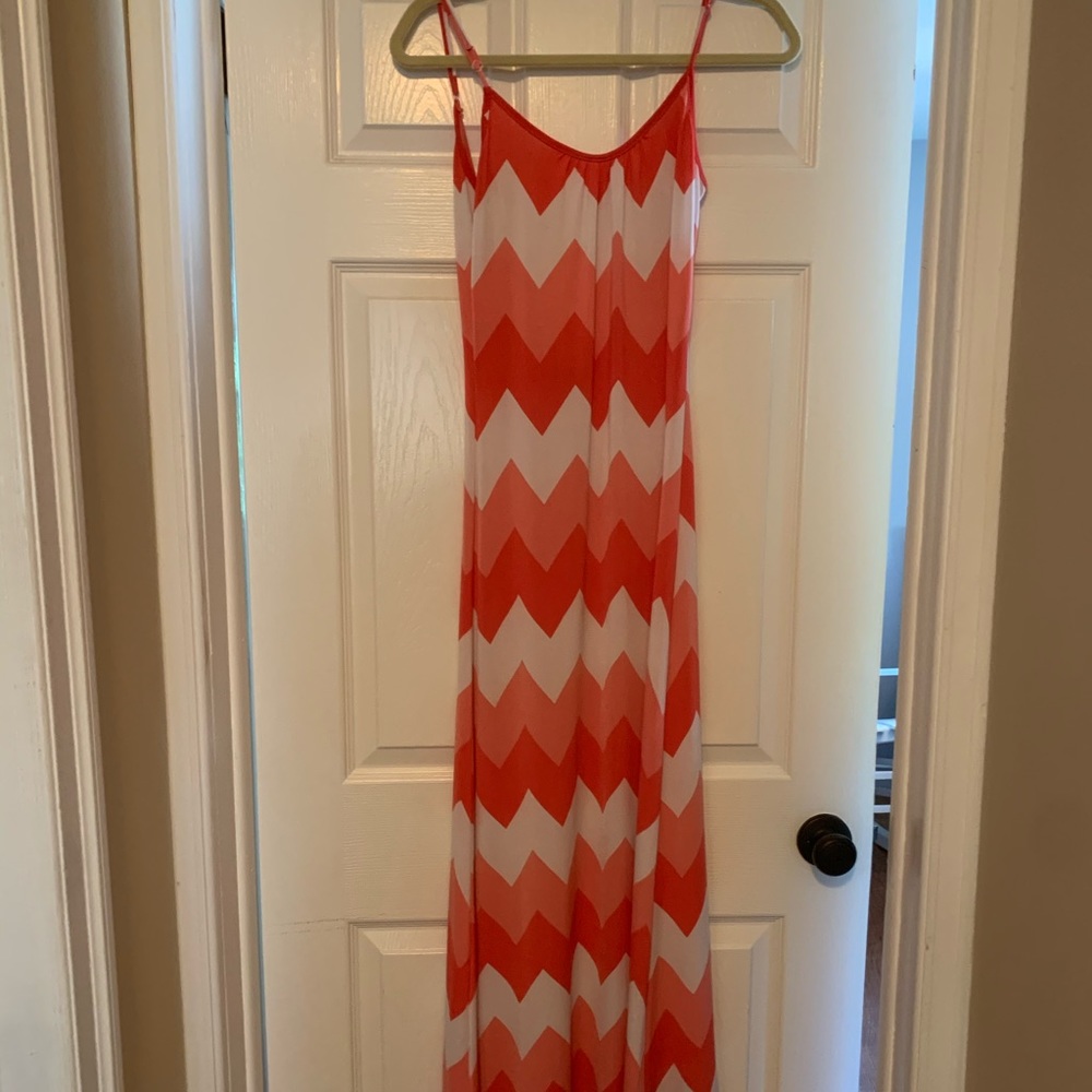 Orange and white maxi dress
